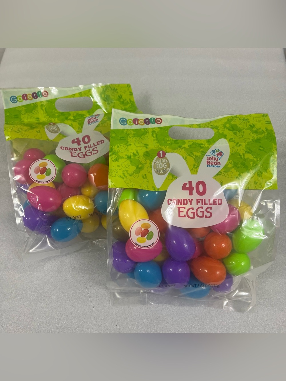 2 bags 40-Pack each Candy Filled Easter Eggs - Assorted Bright Colors